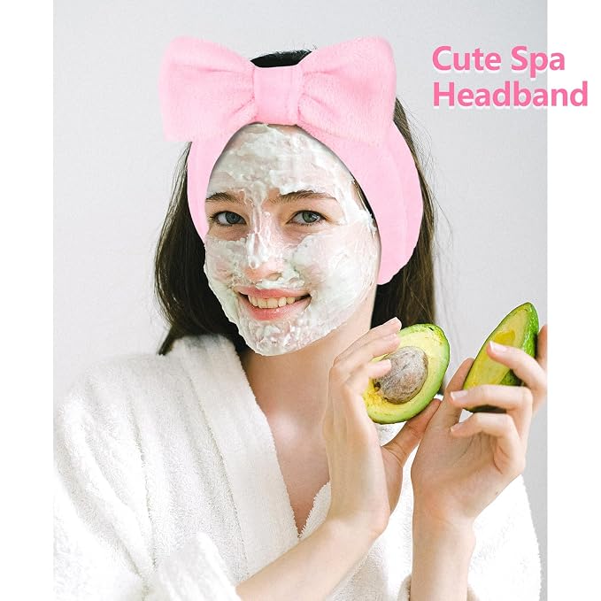 Ondder 8 Pcs Pink Spa Headband Microfiber Makeup & Face Wash Headbands - Image 3