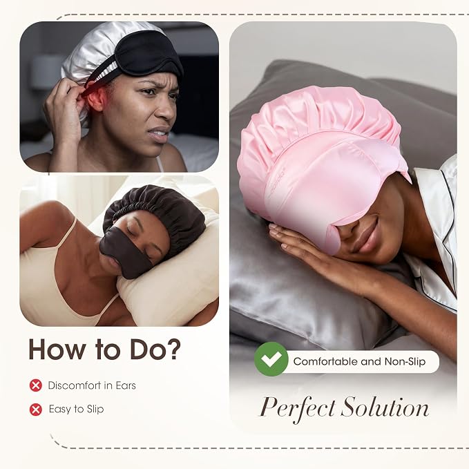 LC-dolida Satin Silk Bonnet for Sleeping Women Men, Hair Bonnet for Curly & - Image 3