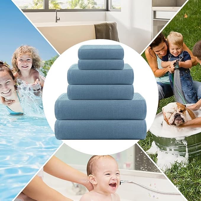 CASA COPENHAGEN Wafffle 4Pcs 100% Egyptian Cotton Large Designer Towels Gift - Image 5