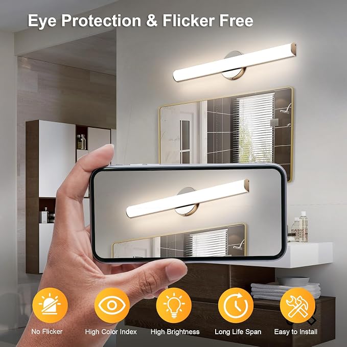 OOWOLF 31.5 Inch LED Bathroom Vanity Light, Brightness Adjustment Vanity Light - Image 3