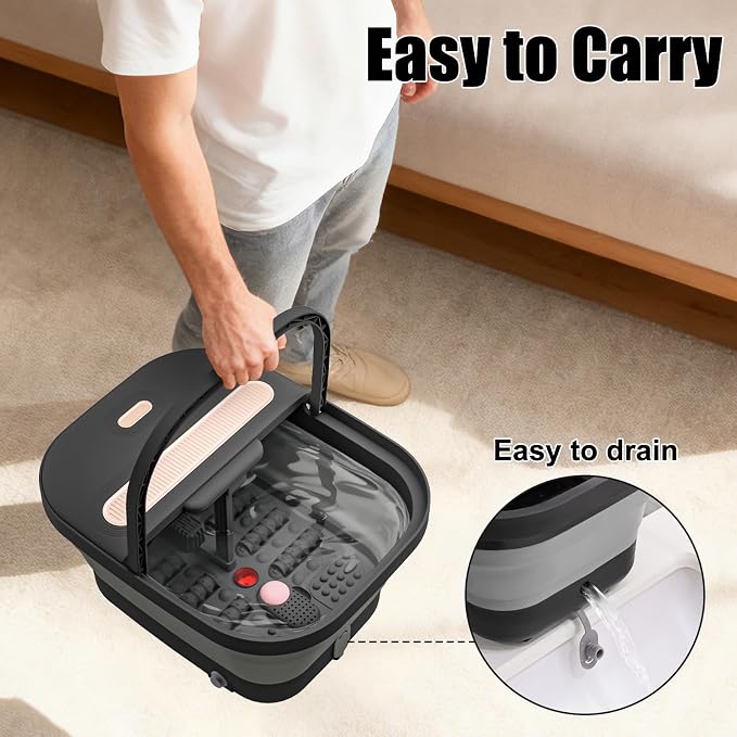 Collapsible Foot Spa Bath with Massager and Heat and Bubble Jets, Temperature - Image 9