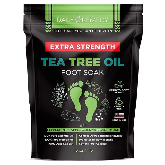 DAILY REMEDY EXTRA STRENGTH Tea Tree Oil Foot Soak w/ Epsom Salt Made in USA by DAILYREMEDY