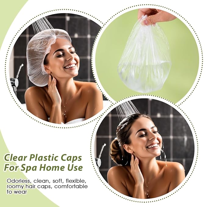 50 Pcs Large Disposable Shower Caps, Waterproof Clear Plastic Shower Cap - Image 4