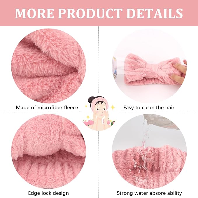 CIEHER 12 PCS Makeup Headband for Women Wrist Washband Scrunchies Cuffs for - Image 3