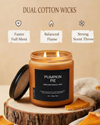Pumpkin Pie Home Scented Candles, 13oz Organic Soy Wax, 76-Hour Clean Burning - Image 4