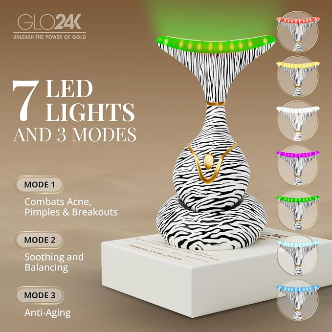 GLO24K 7 Color Beauty Device – Triple LED Action & Vibration Technology Facial - Image 3