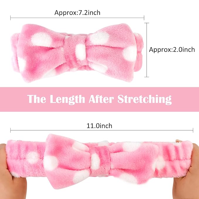 Casoty 6 Pcs Hairband, Soft Coral Fleece Spa Headbands, Bow Headband - Image 5