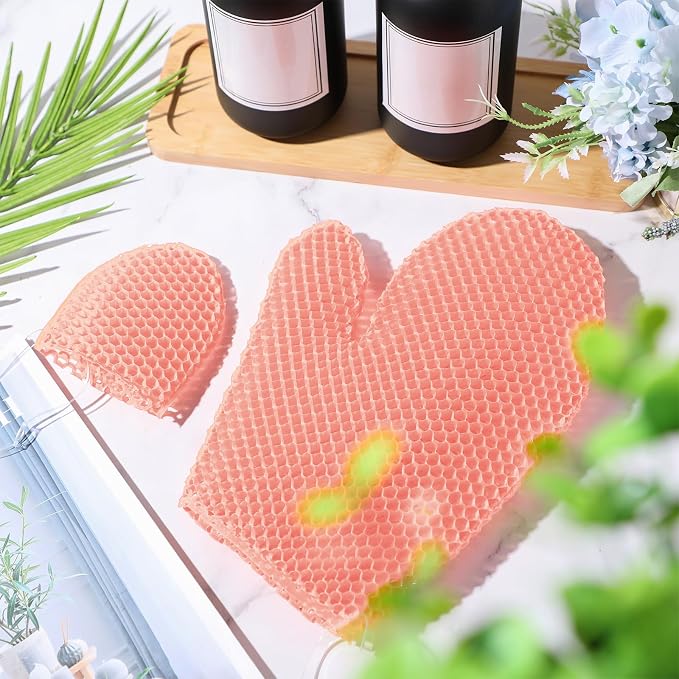 Karenhi 2 Pcs Honeycomb Exfoliating Glove Set Exfoliating Bath Mitt Honeycomb - Image 5