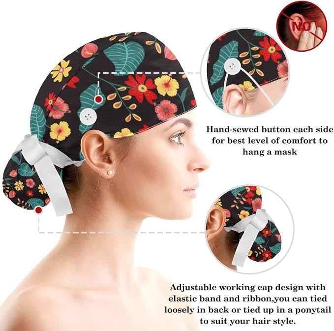 Women's Working Caps with Scrunchies Tarot Pattern Background Lace-Up Hat - Image 3