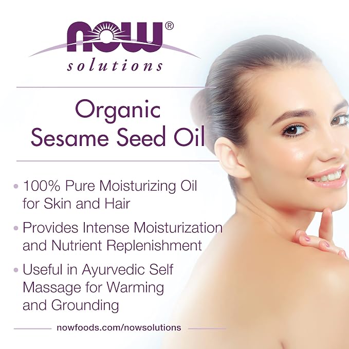NOW Foods Solutions, Organic Sesame Seed Oil, 100% Pure Moisturizing Oil - Image 3