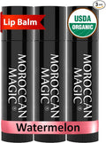 Moroccan Magic Organic Watermelon Lip Balm 3 Pack | Ultra-Hydrating Argan & by MoroccanMagic