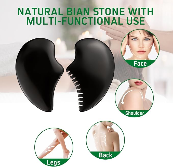 Bian Stone Gua Sha Facial Tools Scraping Massage Face Guasha Board Scraping - Image 5