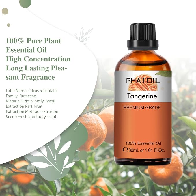 Tangerine 1.01fl.oz Essential Oil, PHATOIL Pure Aromatherapy Oils - Image 3