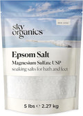 Sky Organics - Epsom Salt Bath Soak, 5 lbs - Magnesium Sulfate USP - 100% Pure by SkyOrganics