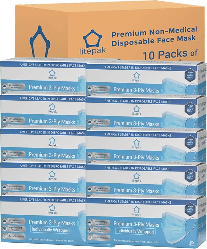 Litepak 500pcs Premium Disposable Face Mask SOFT 3ply Nose Wire - Image 4