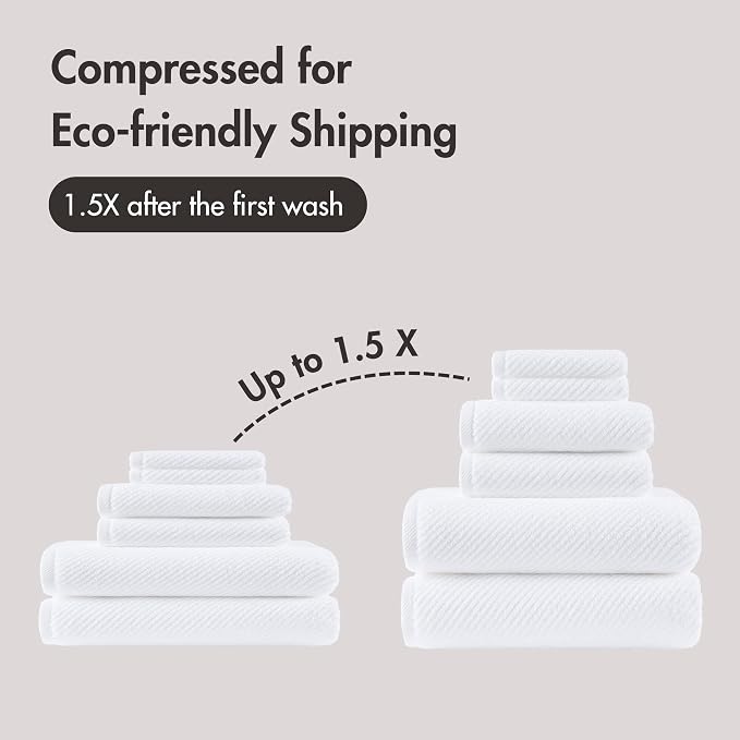 Madison Park Bathroom Towel Set of 6 Diagonal Ribbed, 500 GSM - Image 10