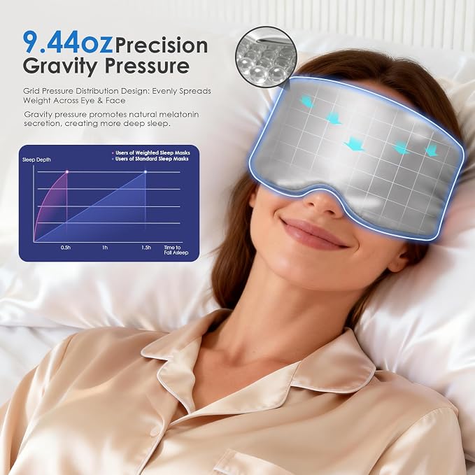 Weighted Eye Mask for Sleeping, Silk Sleep Mask for Side Sleeper - Image 2