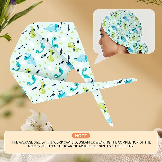 Adjustable Scrub Cap with Buttons & Sweatband, Working Hat with Elastic Tie Back - Image 5