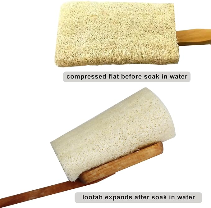 2 Pack Natural Exfoliating Loofah Luffa Loofa Bath Brush On a Stick, Shower - Image 7