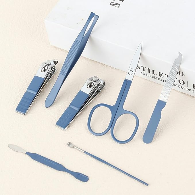 Manicure Set, 7 in 1 Professional Nail Clippers Scissors Pedicure Kit, - Image 2
