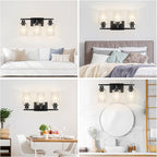 3-Light Vanity Light, Matte Black Bathroom Lighting Fixtures Over Mirror - Image 5