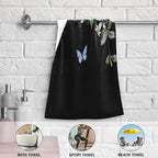 Peony Floral Black Hand Towels for Bathroom Set of 2, Vintage Blooming Flower - Image 5