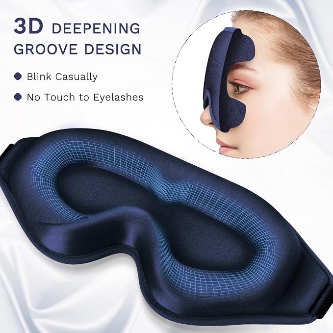 99% Fully Block Out Light Eye Sleep Mask, 3D Deep Contoured Eyes Cover Zero - Image 5