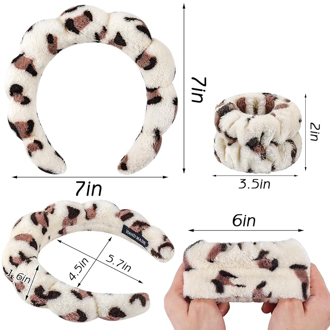 Zkptops 6Pcs Spa Headband for Washing Face Wristbands Set Women Bubble Makeup - Image 4