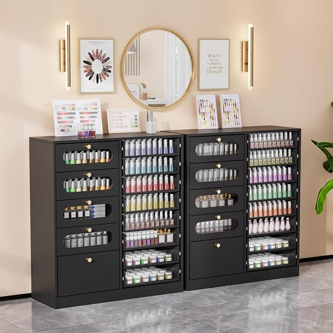 OmySalon Nail Salon Organizer Cabinet, Wooden Display - Image 2