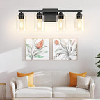 VerRon 4 Lights Bathroom Light Fixtures, Matte Black Modern Vanity Lights Over - Image 9