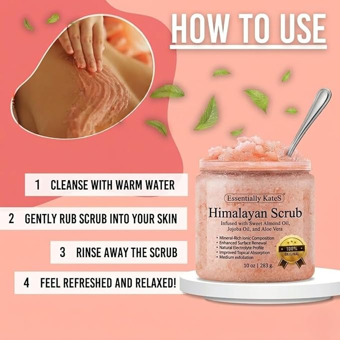 Himalayan Salt Body Scrub with Almond Oil, Exfoliating Mineral Formula - Image 5