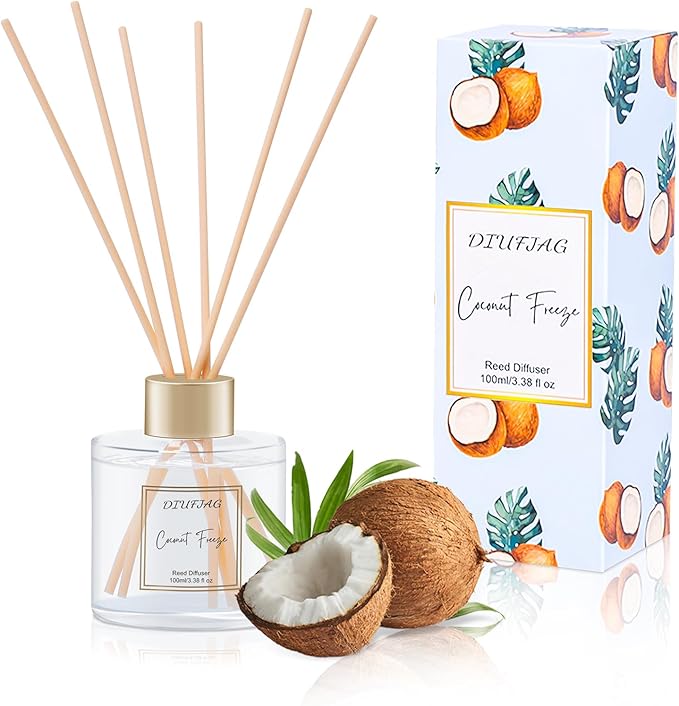 100ml Scent Diffuser with 6 Fiber Sticks, 3.5 oz Reed Diffuser Set Aromatherapy by DIUFJAG