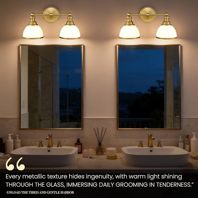 Hamilyeah 2-Light Gold Bathroom Vanity Light, Brushed Gold Wall Light Fixture - Image 9