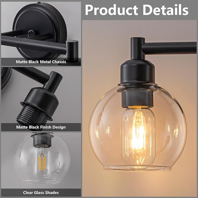 Bathroom Light Fixtures, 2-Light Modern Bathroom Vanity Light, Wall Lights Over - Image 3