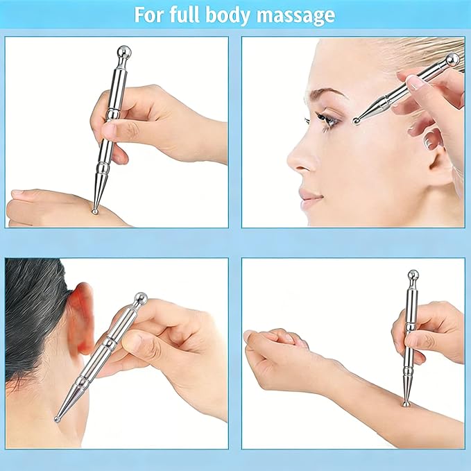 Stainless Steel Gua Sha Tool, Face Roller, Manual Massage Pen, Jade Roller - Image 6