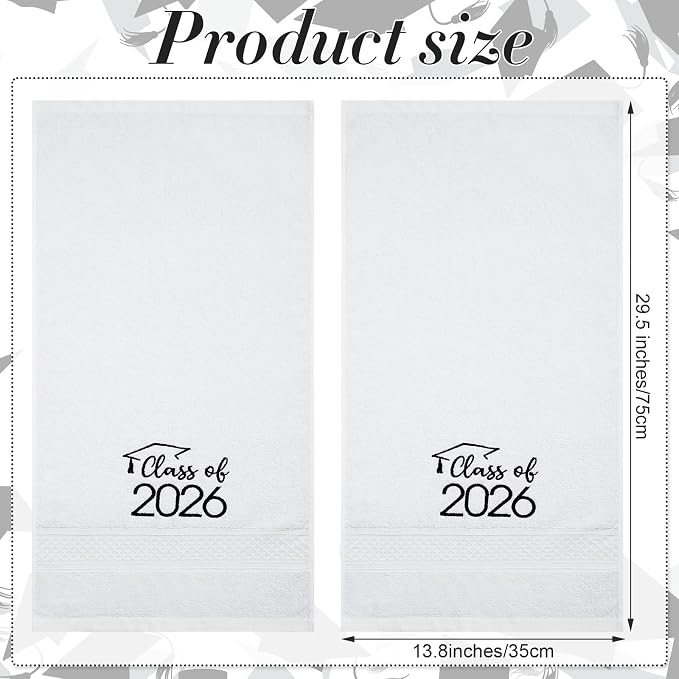 MASHAN Class of 2026 Graduation Hand Towels 3 Pack, 100% Cotton Soft Absorbent - Image 2