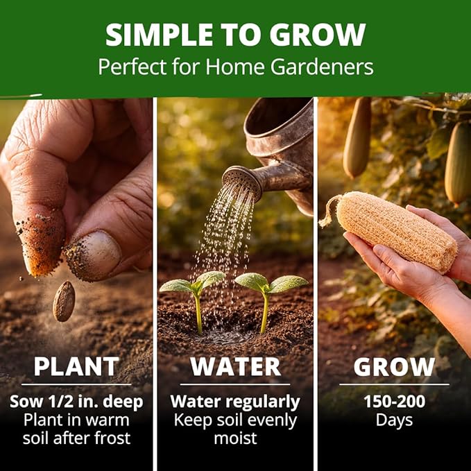 HOME GROWN Luffa Seeds 40 Heirloom Non-GMO Loofah Gourd Seeds - Image 3