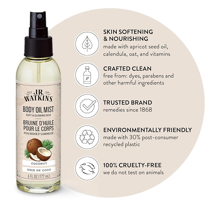 J.R. Watkins Naturally Hydrating Body Oil Mist, 6 fl oz, 2 Pack - Image 2