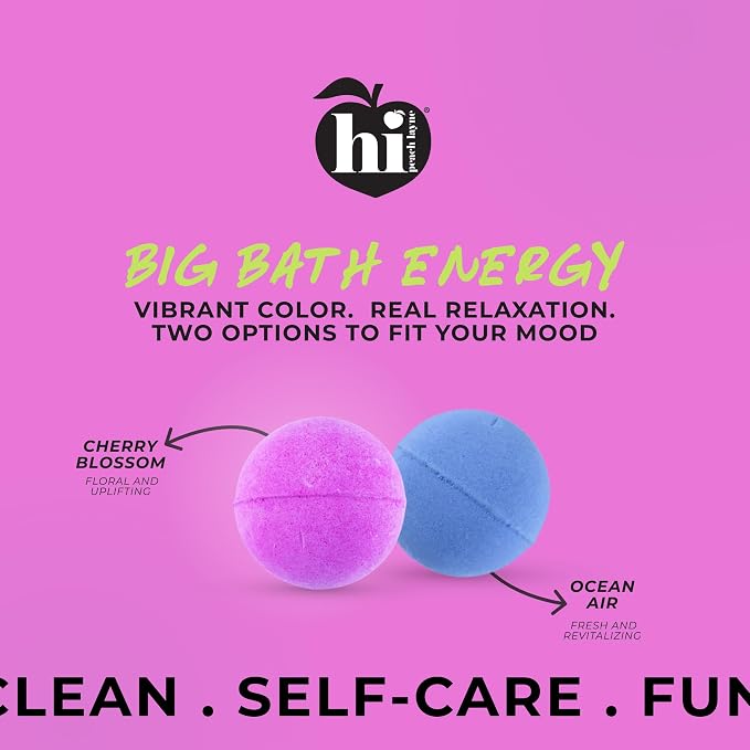 Hi Peach Layne Cherry Blossom Bath Bombs 12-Pack – Vegan, Clean Beauty Spa Gifts - Image 9