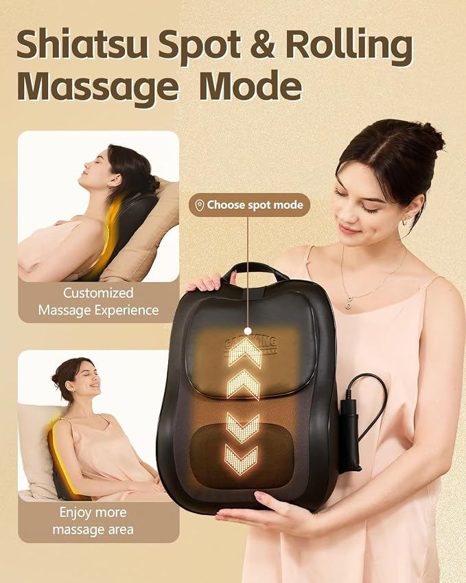 Back Massager with Heat, 3D Massage Pillow - Image 2