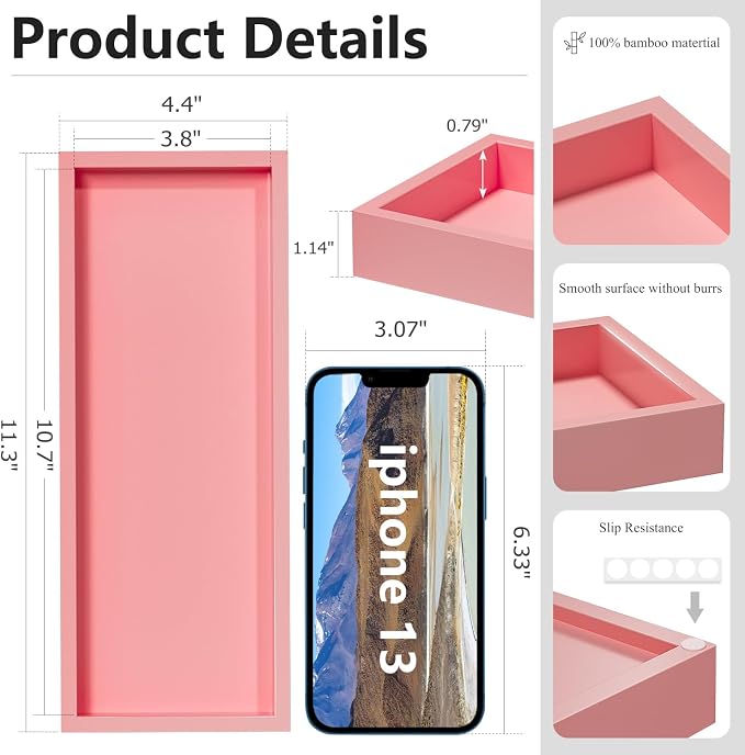 ZHWS Bathroom Vanity Tray for Perfume Decor Toilet Tank Candle Toiletries - Image 6