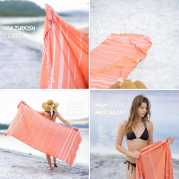 Ray Silver Turkish Beach Towel – 100% Cotton 40x71 Quick Dry Oversized Sand - Image 4