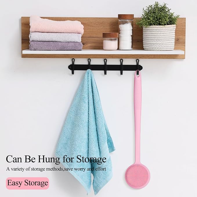 2 Pack Back Scrubber for Shower, 17in Lengthen Long Handle Body Brush, Double - Image 5