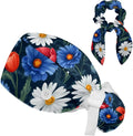 Scrub Cap with Hair Scrunchy, Ponytail Holder Surgical Cap by FVQL