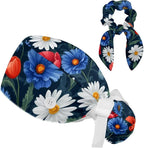 Scrub Cap with Hair Scrunchy, Ponytail Holder Surgical Cap by FVQL
