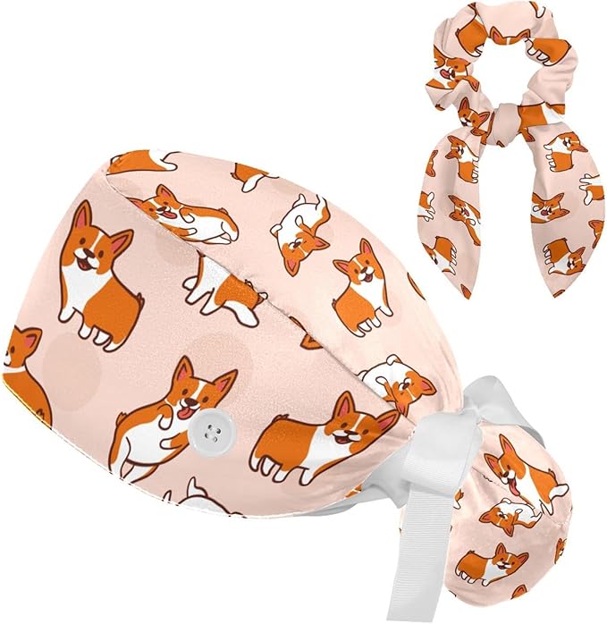 Adjustable Brown Dachshund Dog Blue Surgical Scrub Cap by otnrnondcl