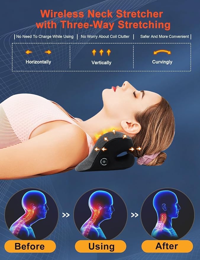 Wireless Heated Neck Stretcher for Pain Relief, Portable Cordless Neck Shoulder - Image 3