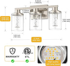 L LOHAS LED 3-Light Brushed Nickel Bathroom Light Fixtures, Crystal LED - Image 5