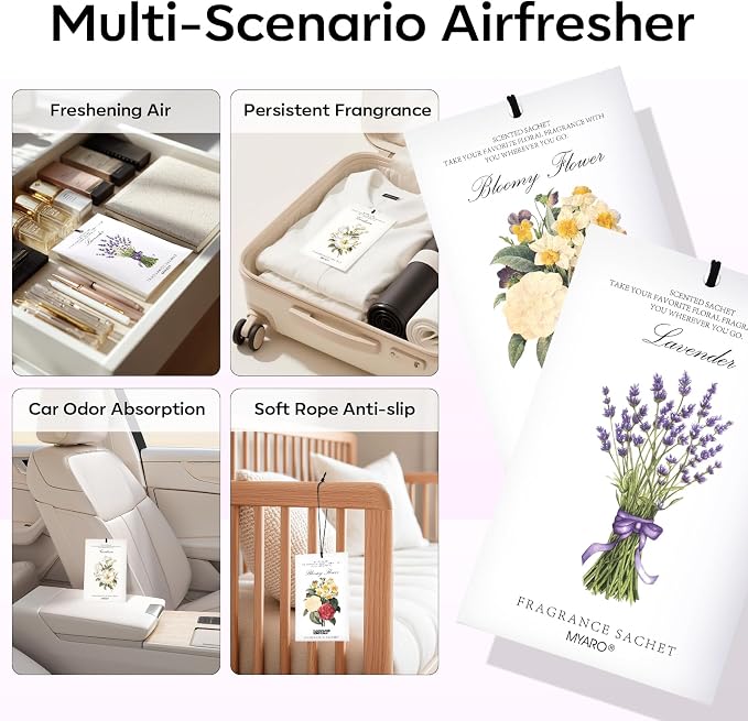 MYARO 12 Packs Scented Sachets for Drawer and Closet, Long-Lasting Potpourri - Image 3