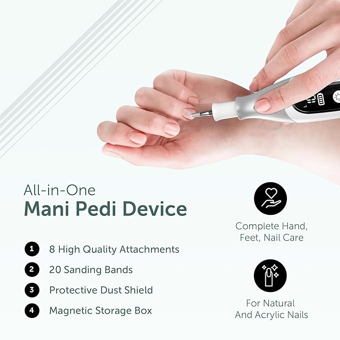 PediLux Pro Professional Manicure Pedicure Kit, Cordless Electric Nail File - Image 7